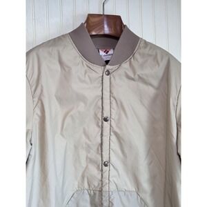Vintage Columbia Jacket Mens XL Tan Thinsulate Nylon Bomber Snap Front 80s